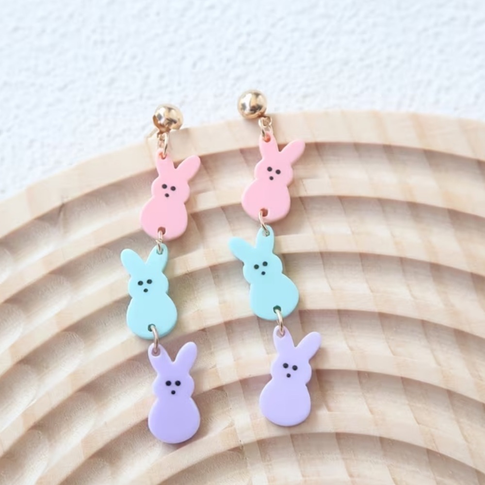 Pastel Color Bunny Drop Earrings